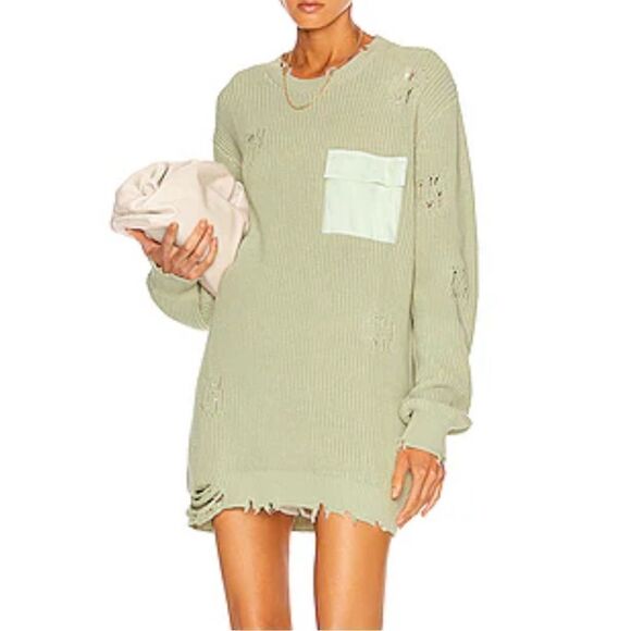 SER.O.YA Distressed Oversized Devin Sage Cotton Sweater(Size XXS) - Picture 1 of 8